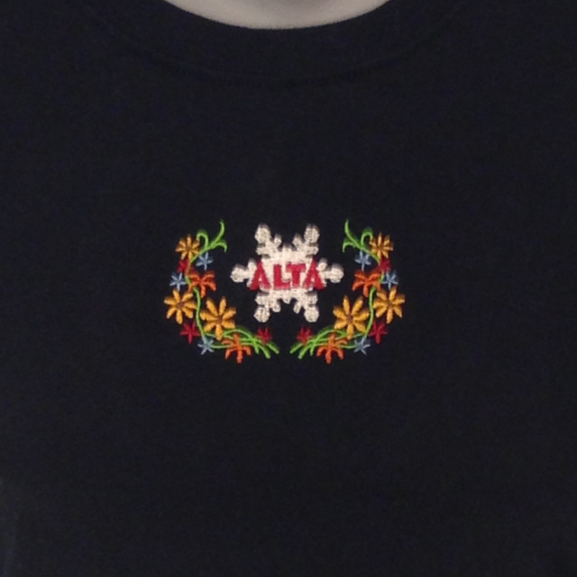 Black Women's T-Shirt with Alta Logo and Flowers